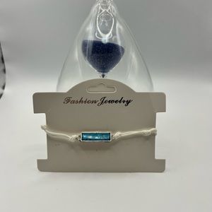 Fashion‎ Jewelry Adjustable Silver Tone Anklet w/ Turquoise Colored Stone NEW